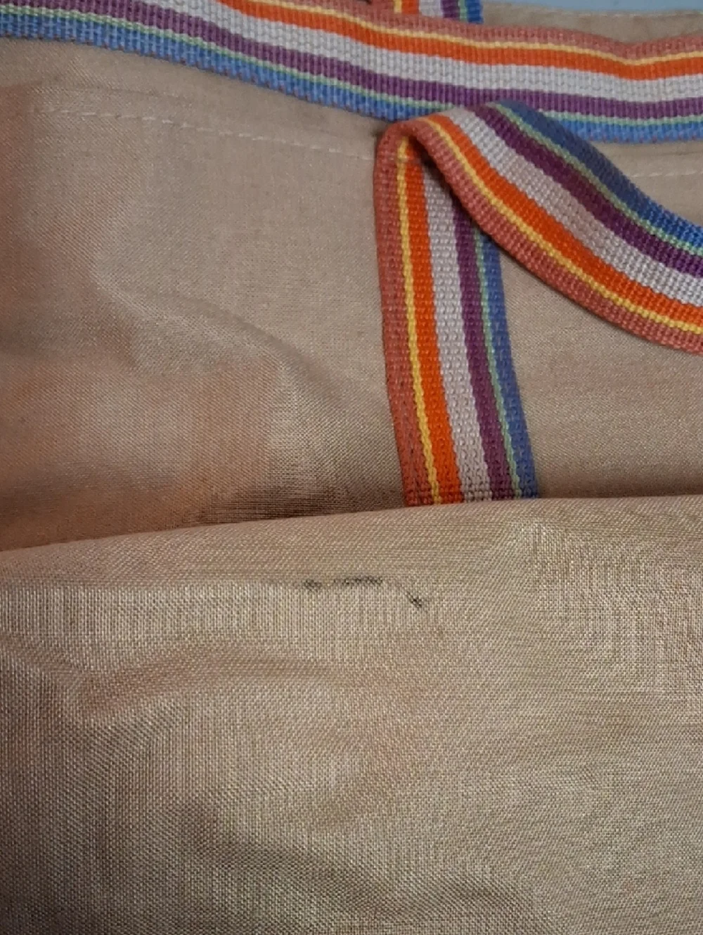 Canvas Monsac Tote Bag with Stripe Handles - Tan - Picture 3 of 5
